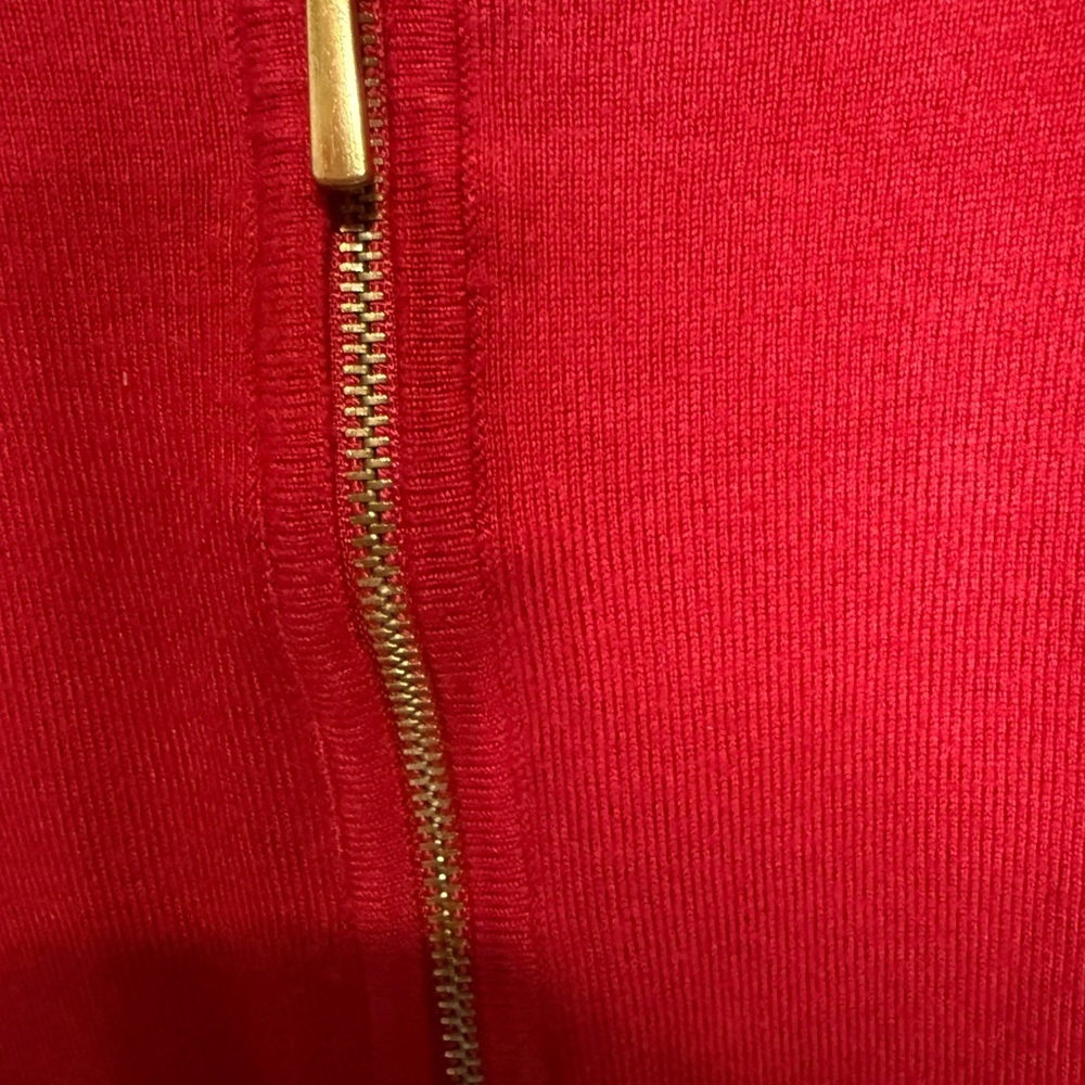 Carmen Marc Valvo Red Zip Front Rib Knit Cardigan Top Size Small Elegant - Picture 3 of 4